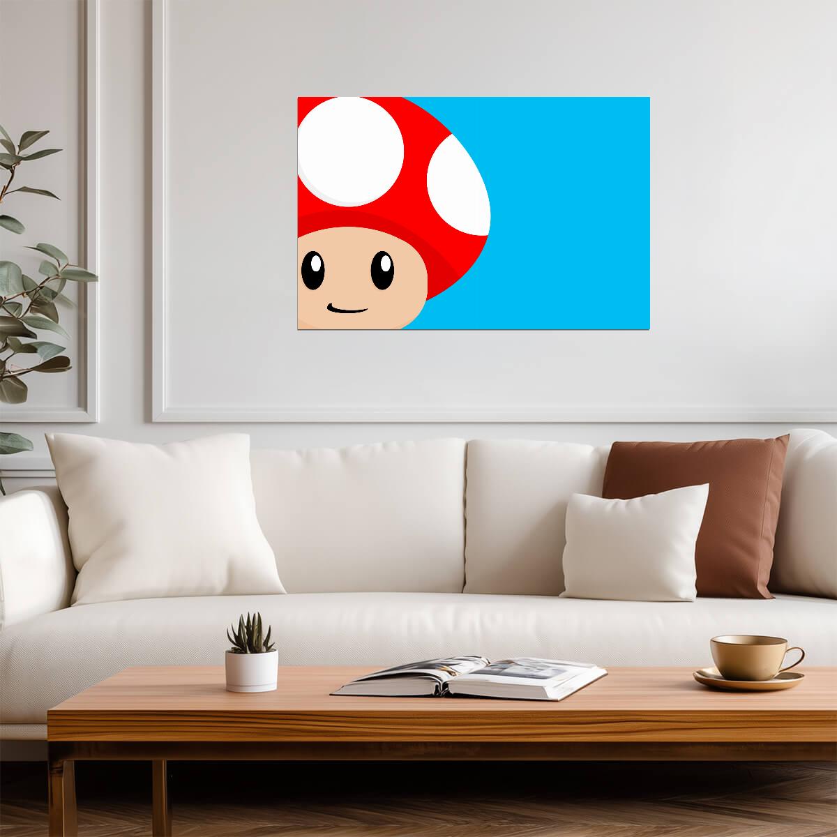 Super Mario Poster | Toad's Face with a Red Mushroom Cap - Video Games Poster
