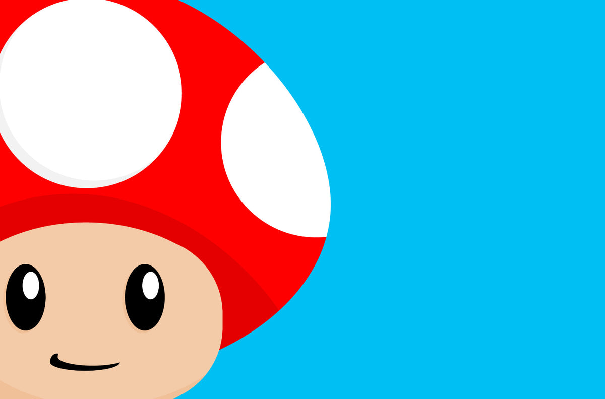 Super Mario Poster | Toad's Face with a Red Mushroom Cap - Video Games Poster
