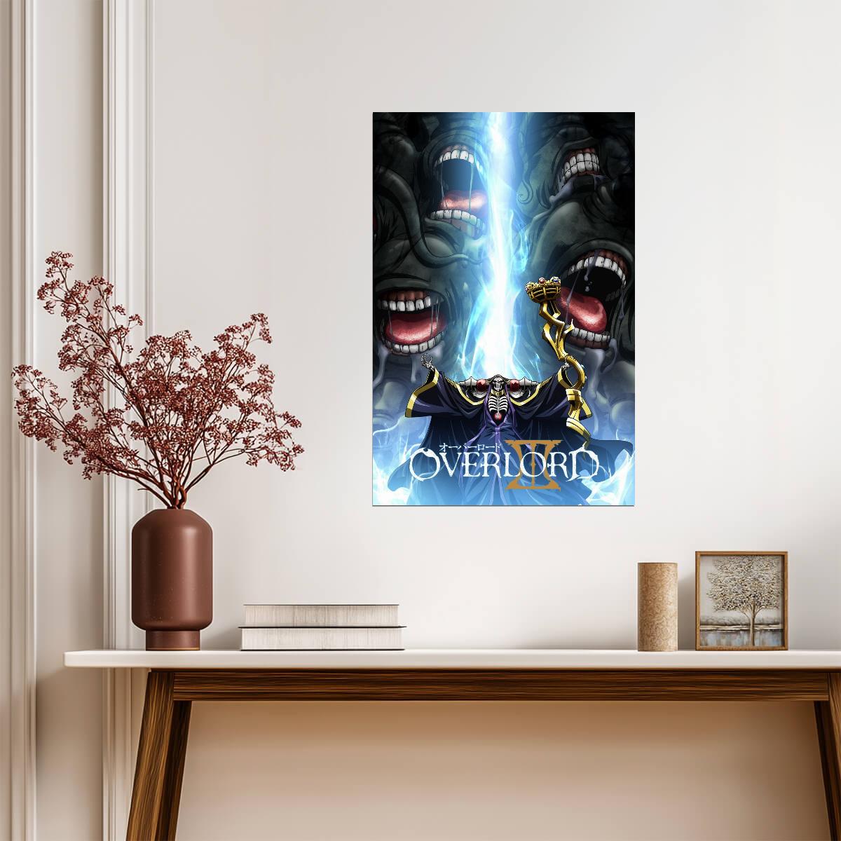Overlord Season 3 Anime Poster | Ainz beneath the Stone Faces - Anime Poster