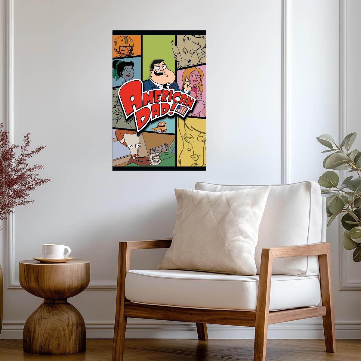 American Dad Poster | Cast Portrait Panels | Cartoon Collage - Movies & TV Poster