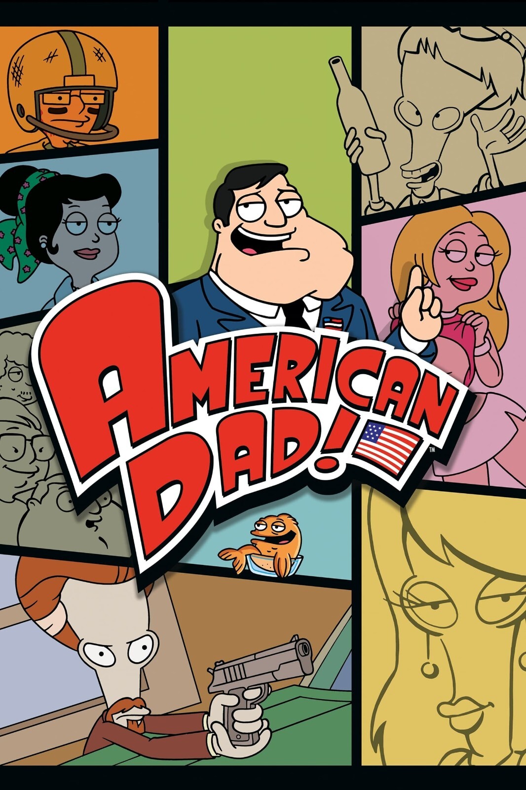 American Dad Poster | Cast Portrait Panels | Cartoon Collage - Movies & TV Poster