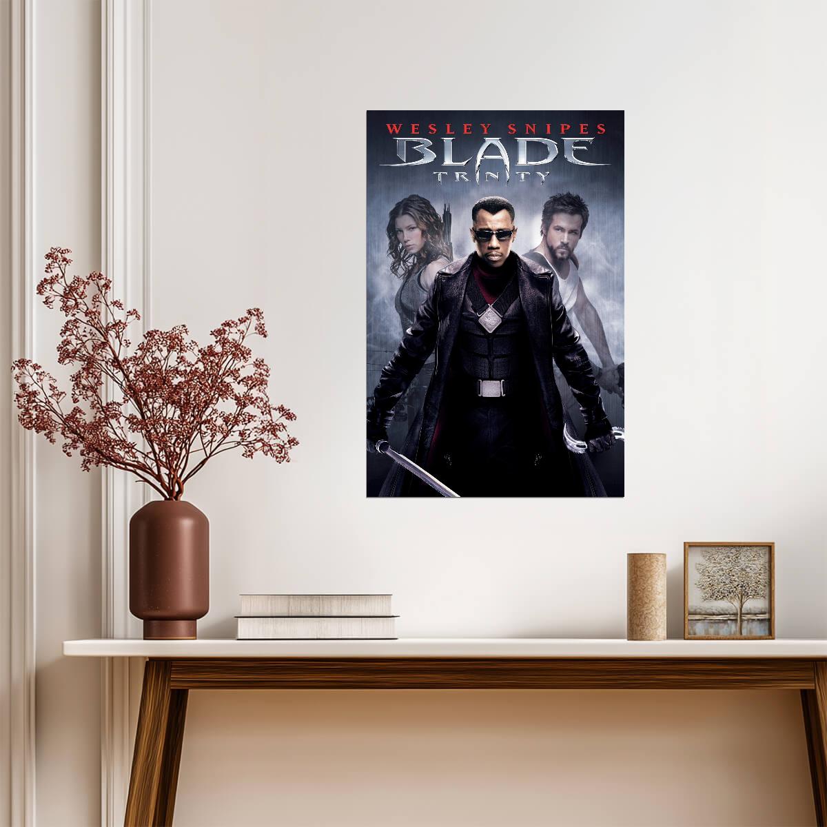 Blade Trinity Movie Poster | Wesley Snipes with Jessica Biel and Ryan Reynolds - Movies & TV Poster