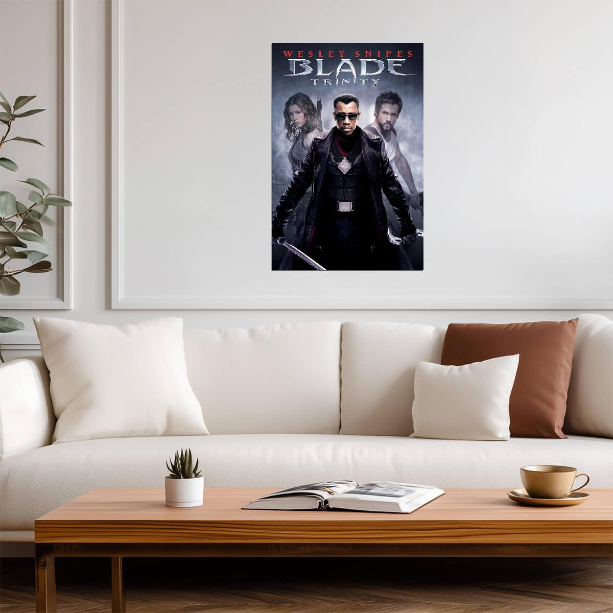 Blade Trinity Movie Poster | Wesley Snipes with Jessica Biel and Ryan Reynolds - Movies & TV Poster