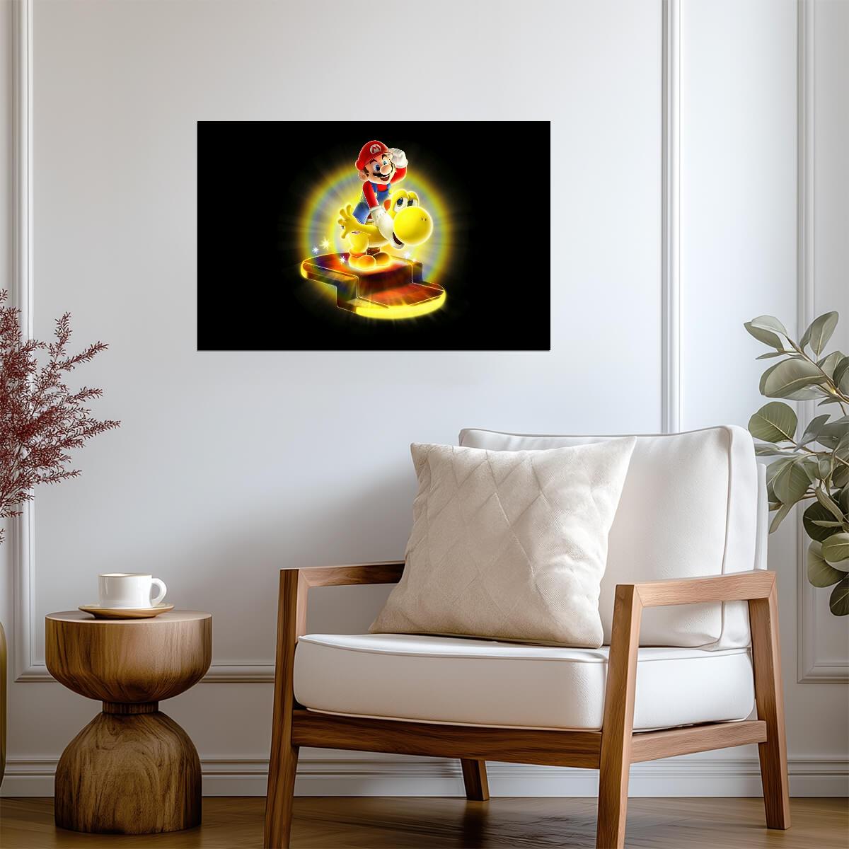 Super Mario Poster | Mario and Yoshi on a Question Block - Video Games Poster