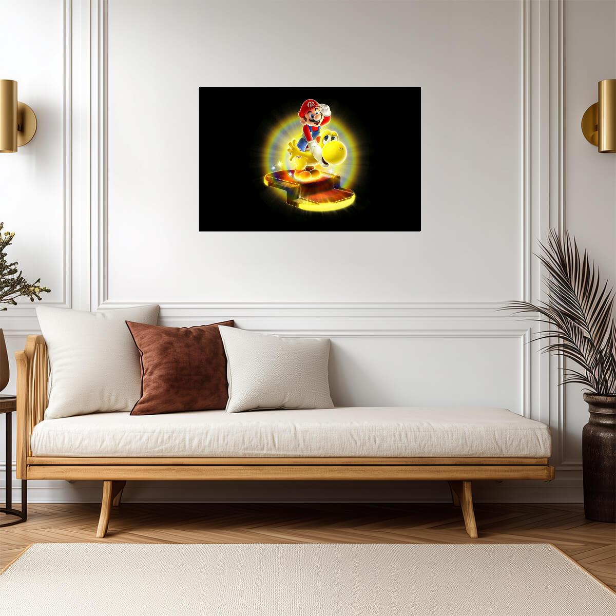 Super Mario Poster | Mario and Yoshi on a Question Block - Video Games Poster