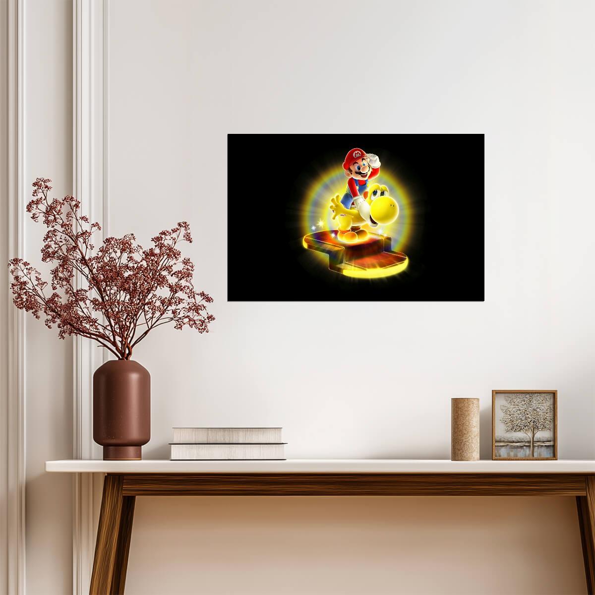 Super Mario Poster | Mario and Yoshi on a Question Block - Video Games Poster