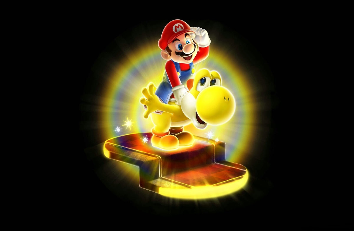 Super Mario Poster | Mario and Yoshi on a Question Block - Video Games Poster