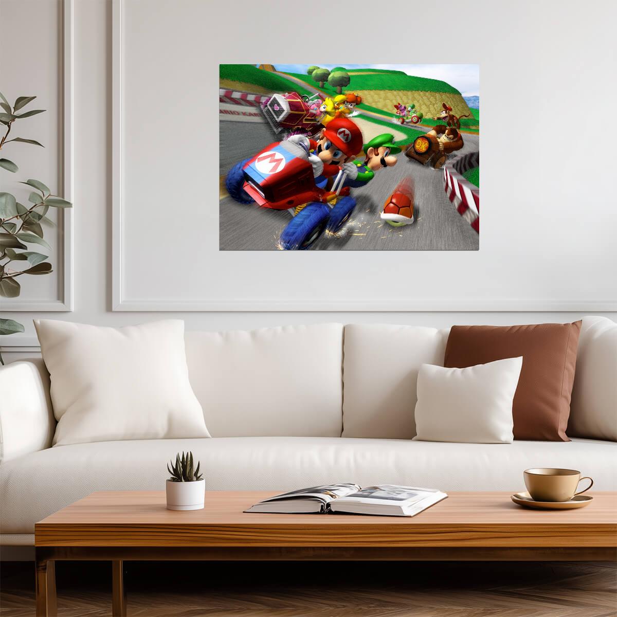 Mario Kart Poster | Mario and Luigi Racing - Video Games Poster