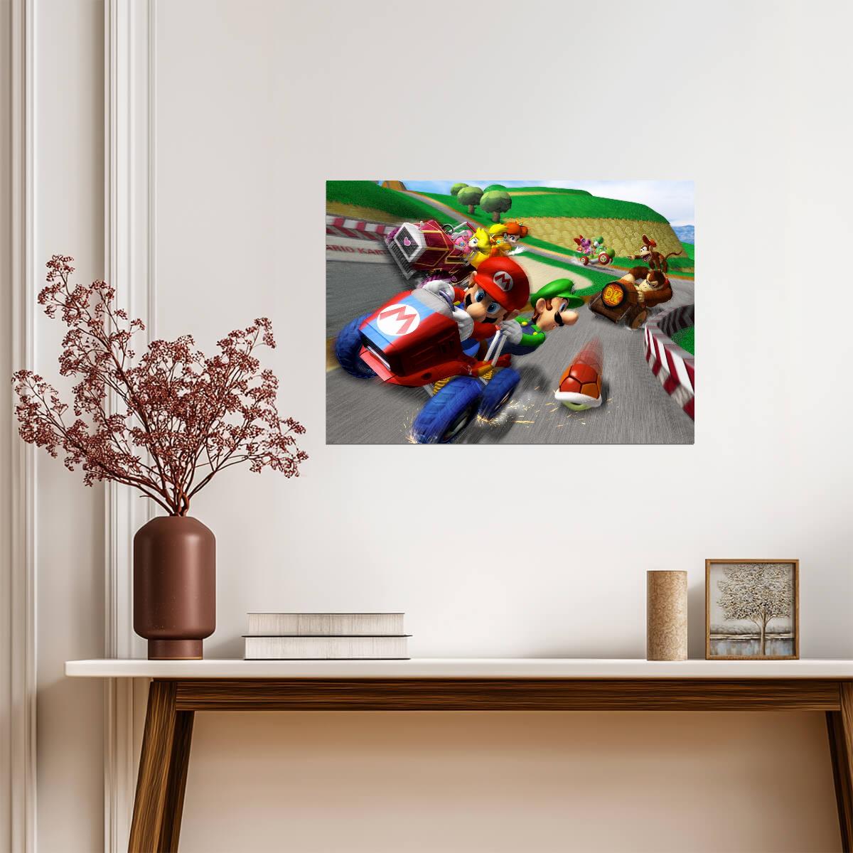 Mario Kart Poster | Mario and Luigi Racing - Video Games Poster