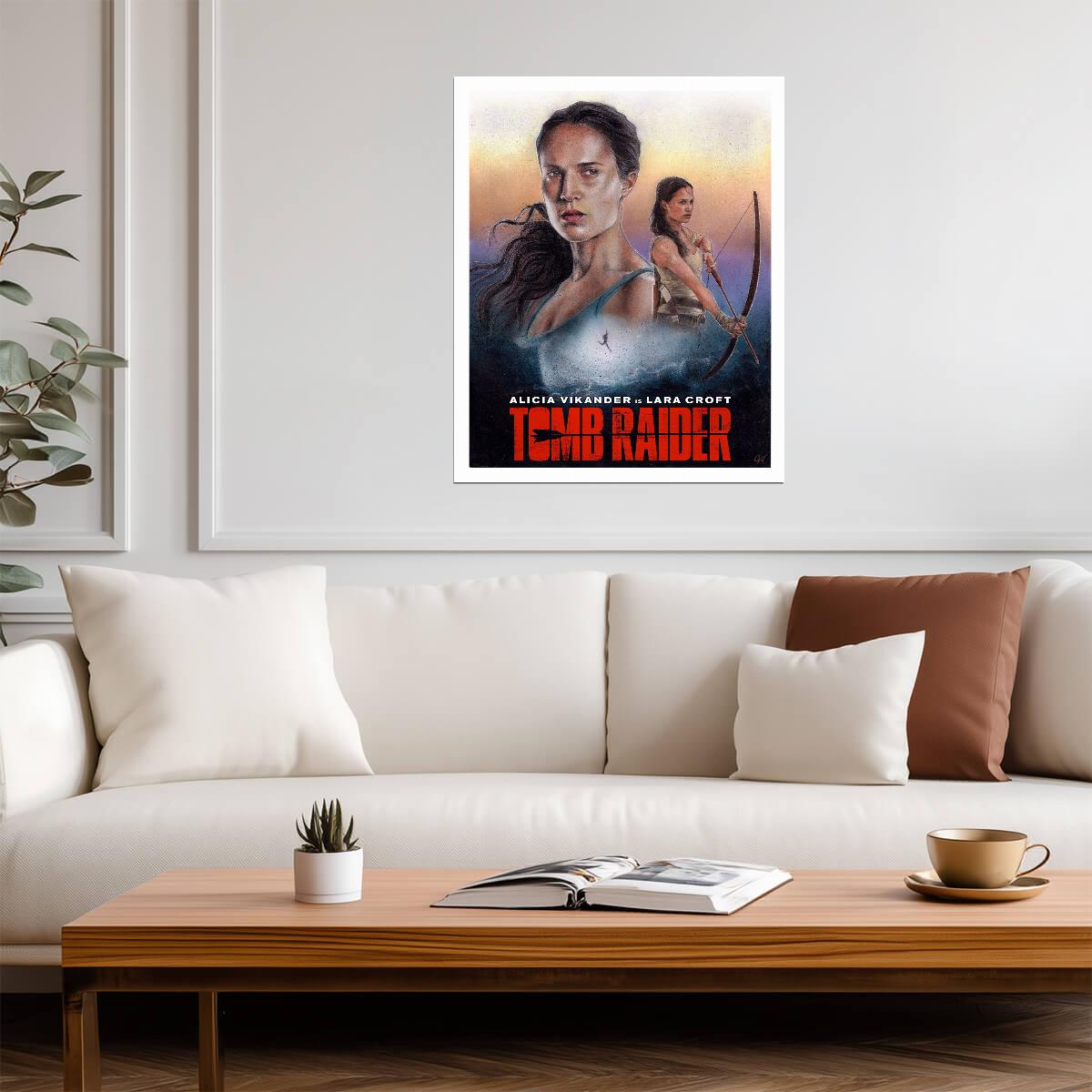 Tomb Raider 2018 Movie Poster | Alicia Vikander as Lara Croft | Ocean Portrait Montage - Movies & TV Poster