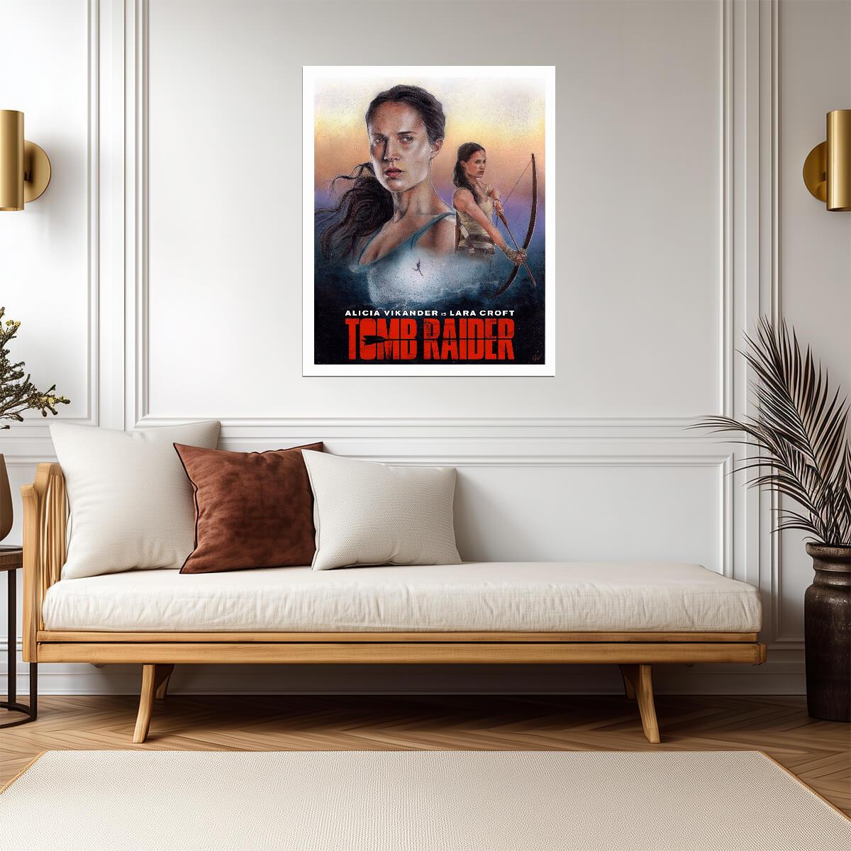 Tomb Raider 2018 Movie Poster | Alicia Vikander as Lara Croft | Ocean Portrait Montage - Movies & TV Poster