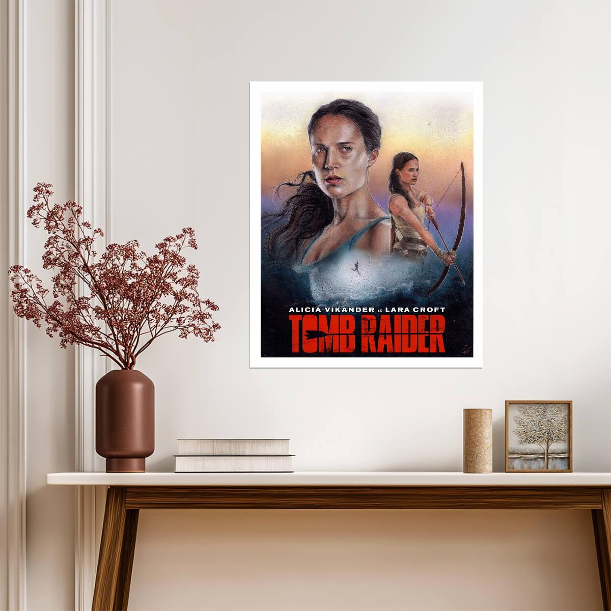 Tomb Raider 2018 Movie Poster | Alicia Vikander as Lara Croft | Ocean Portrait Montage - Movies & TV Poster