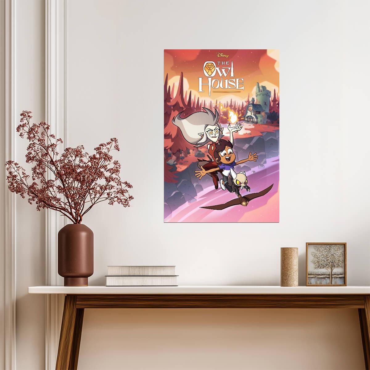 The Owl House Poster | Luz, Eda and King Flying at Sunset - Movies & TV Poster