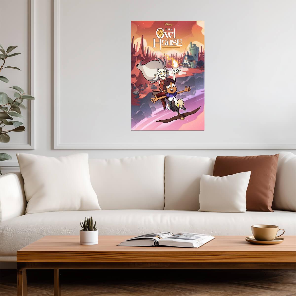 The Owl House Poster | Luz, Eda and King Flying at Sunset - Movies & TV Poster