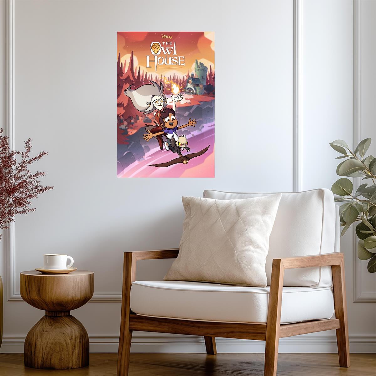 The Owl House Poster | Luz, Eda and King Flying at Sunset - Movies & TV Poster