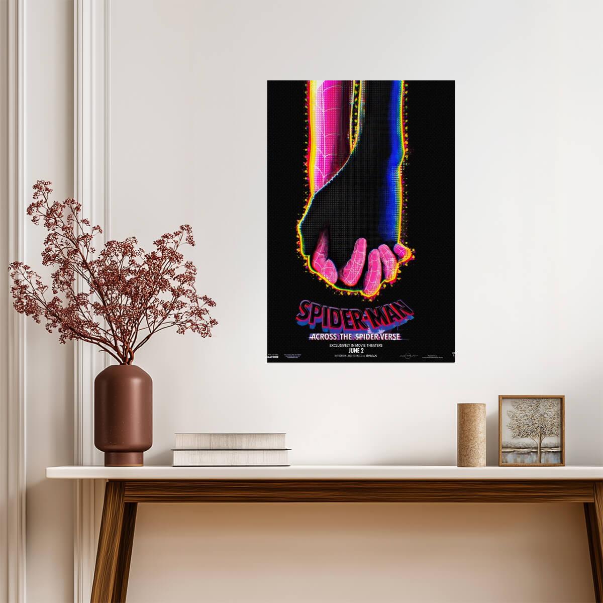 Spider-Man Across the Spider-Verse Movie Poster | Miles and Gwen Holding Hands - Movies & TV Poster