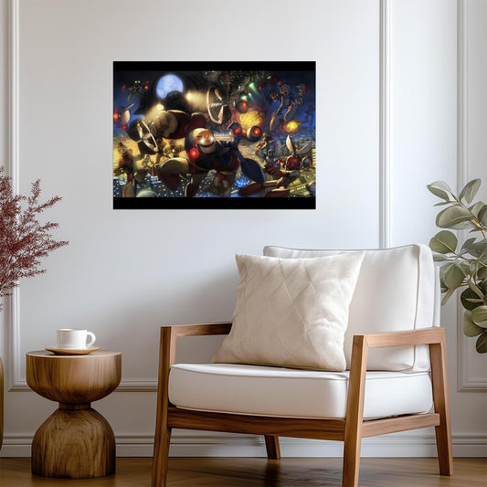 Mega Man Poster | Robot Masters Beneath a Full Moon - Video Games Poster
