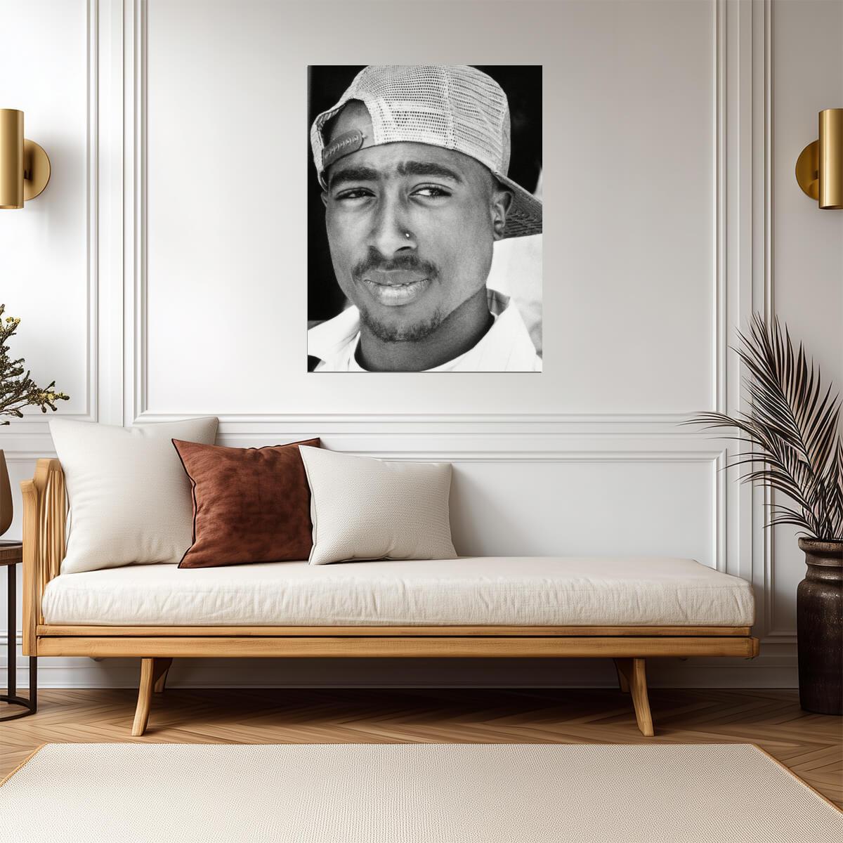 Tupac Shakur Photo Poster | Black and White Rapper Portrait - Music Poster