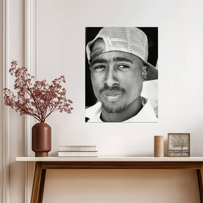 Tupac Shakur Photo Poster | Black and White Rapper Portrait - Music Poster