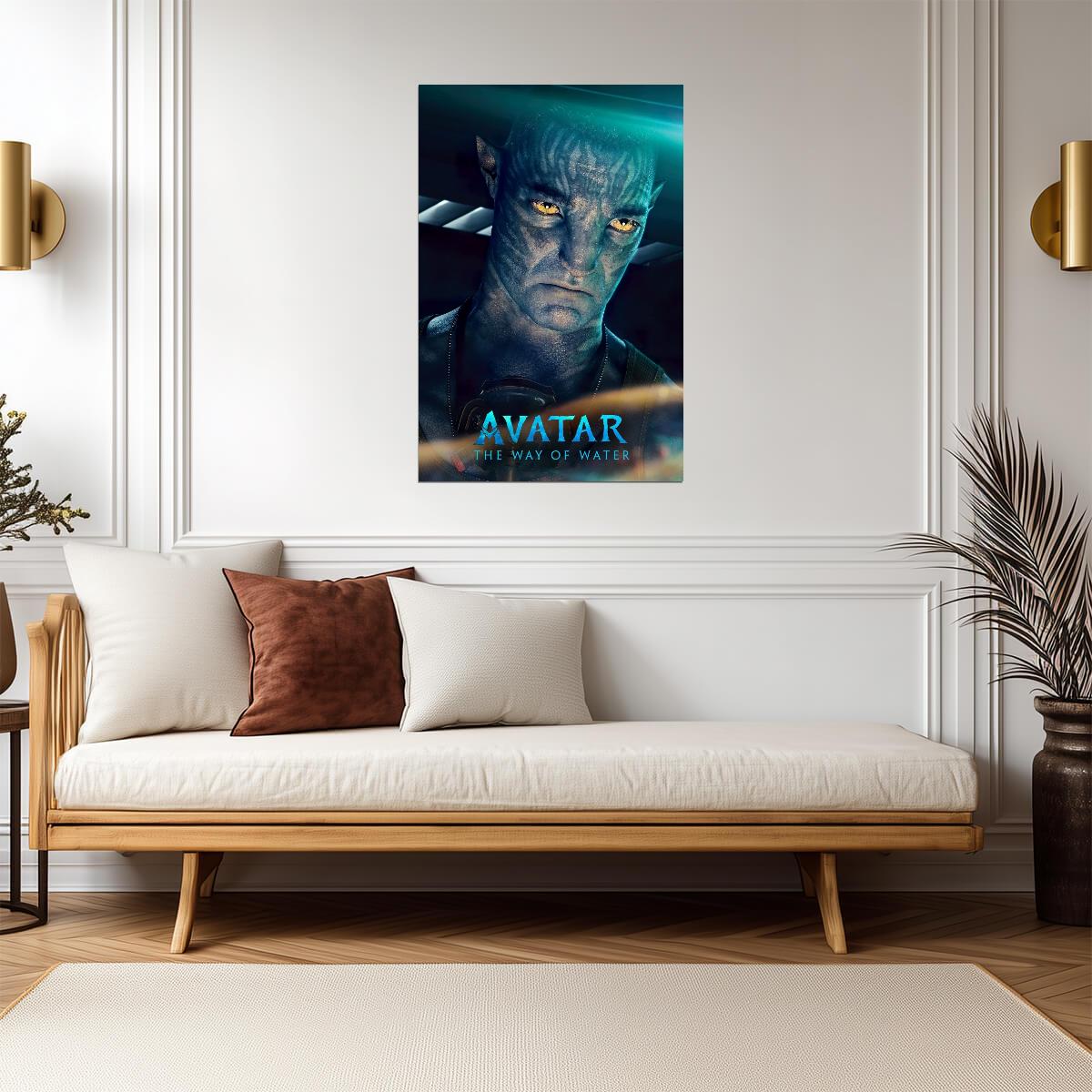 Avatar The Way of Water Movie Poster | Colonel Quaritch Blue Portrait - Movies & TV Poster