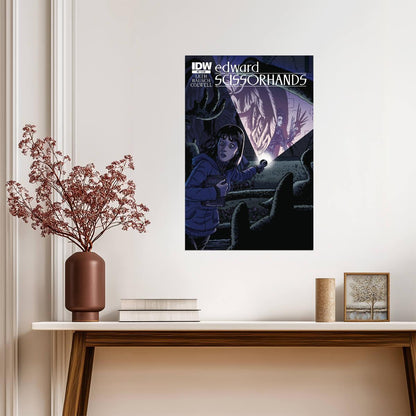Edward Scissorhands Poster | Comic Cover with Megs and a Flashlight - Graphic & Art Poster