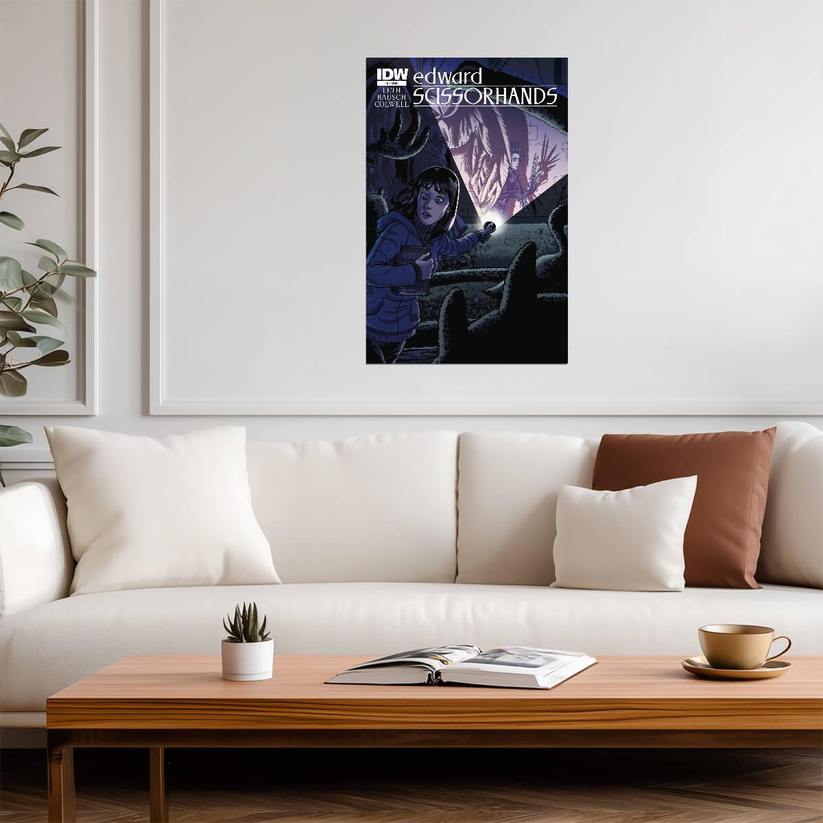 Edward Scissorhands Poster | Comic Cover with Megs and a Flashlight - Graphic & Art Poster