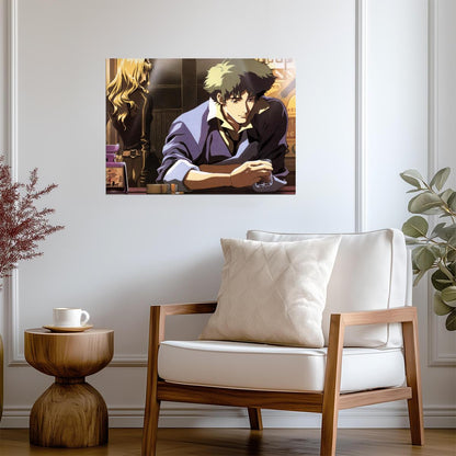 Cowboy Bebop Poster | Spike Spiegel and Julia at a Counter - Anime Poster