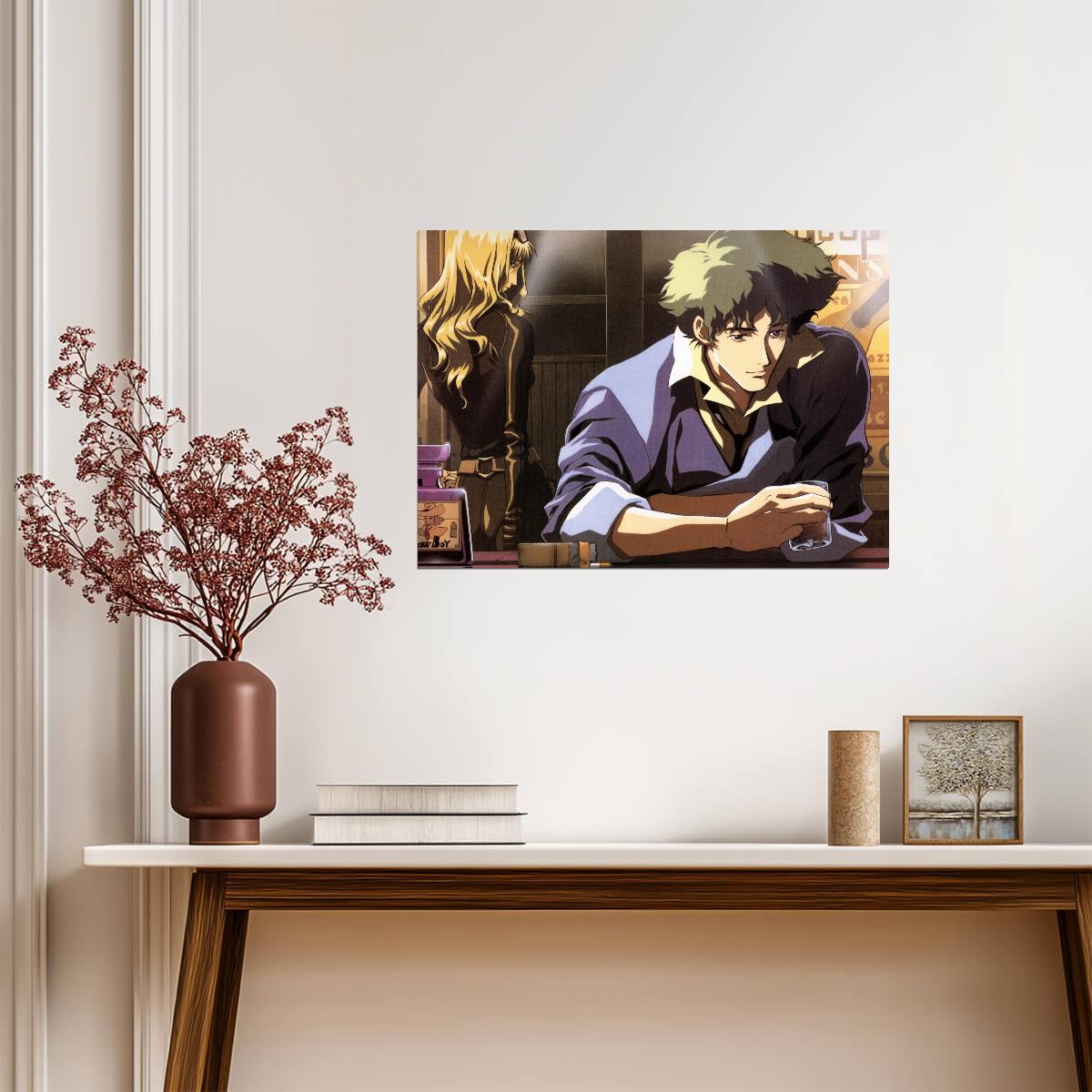 Cowboy Bebop Poster | Spike Spiegel and Julia at a Counter - Anime Poster
