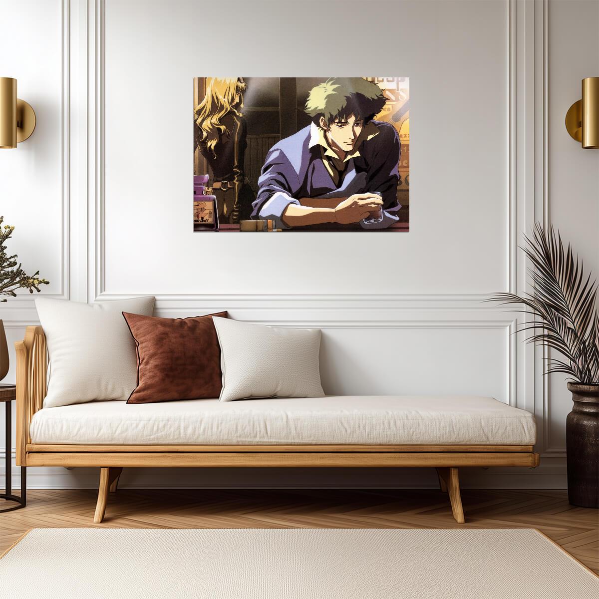Cowboy Bebop Poster | Spike Spiegel and Julia at a Counter - Anime Poster
