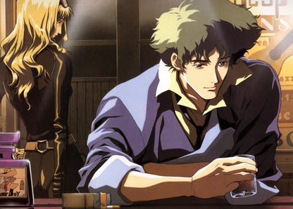 Cowboy Bebop Poster | Spike Spiegel and Julia at a Counter - Anime Poster