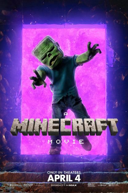 A Minecraft Movie Zombie Poster | Purple Portal Movie Print - Movies & TV Poster