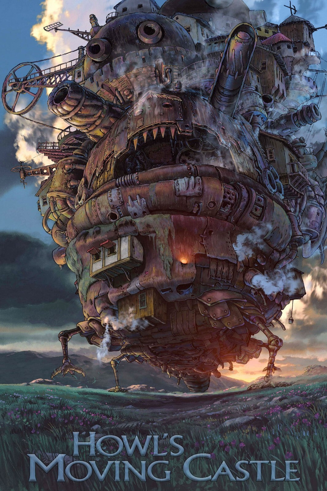 Howl's Moving Castle Movie Poster | Castle in a Sunset Landscape - Anime Poster