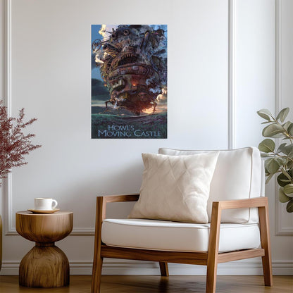 Howl's Moving Castle Movie Poster | Castle in a Sunset Landscape - Anime Poster