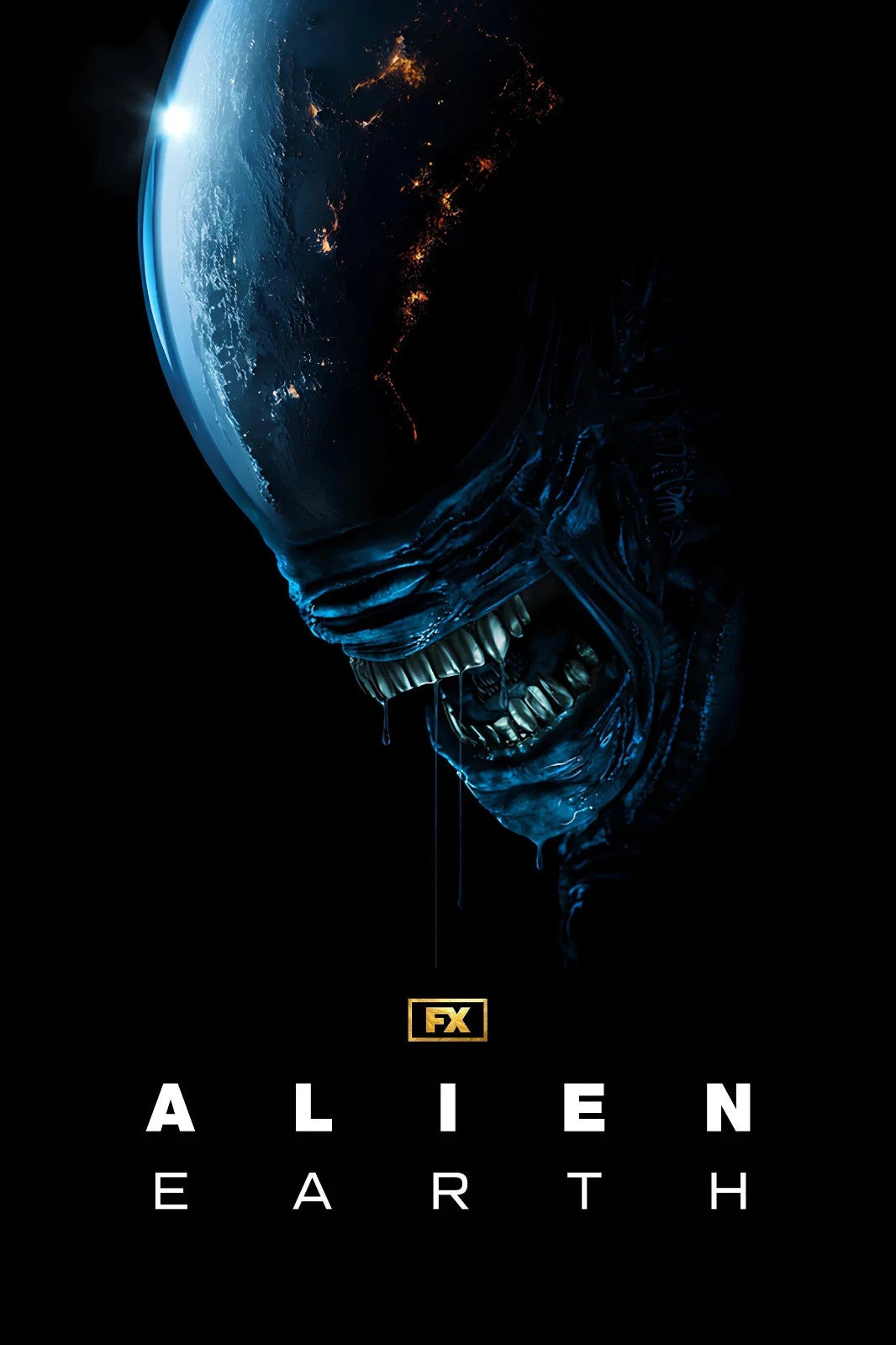 Alien Earth Poster | Planet Reflected in Xenomorph Head | Sci-Fi Horror Series - Movies & TV Poster