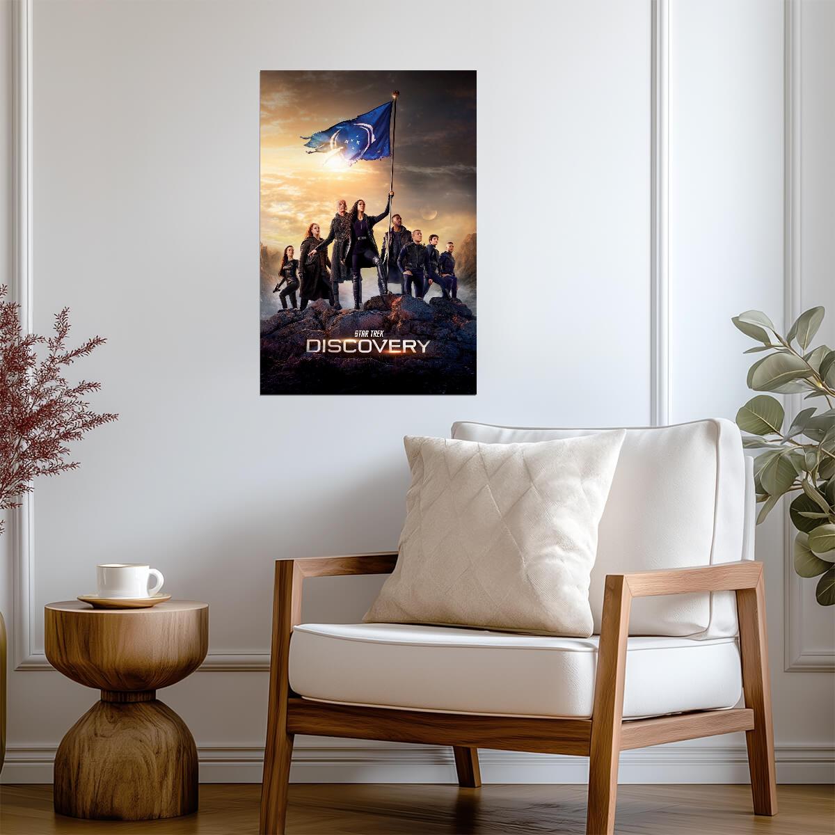 Star Trek Discovery TV Series Poster | Discovery Crew Raising a Federation Flag - Movies & TV Poster