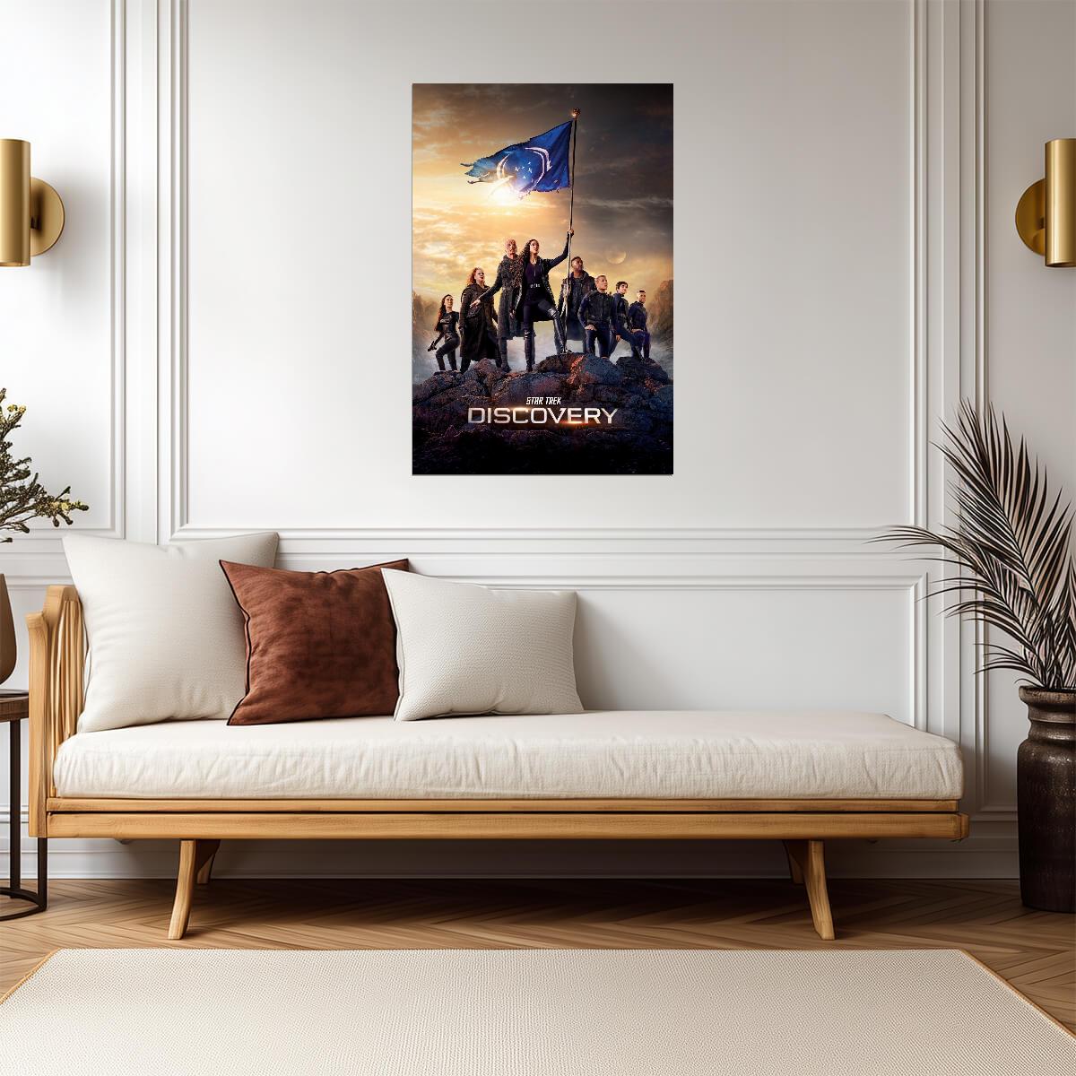 Star Trek Discovery TV Series Poster | Discovery Crew Raising a Federation Flag - Movies & TV Poster