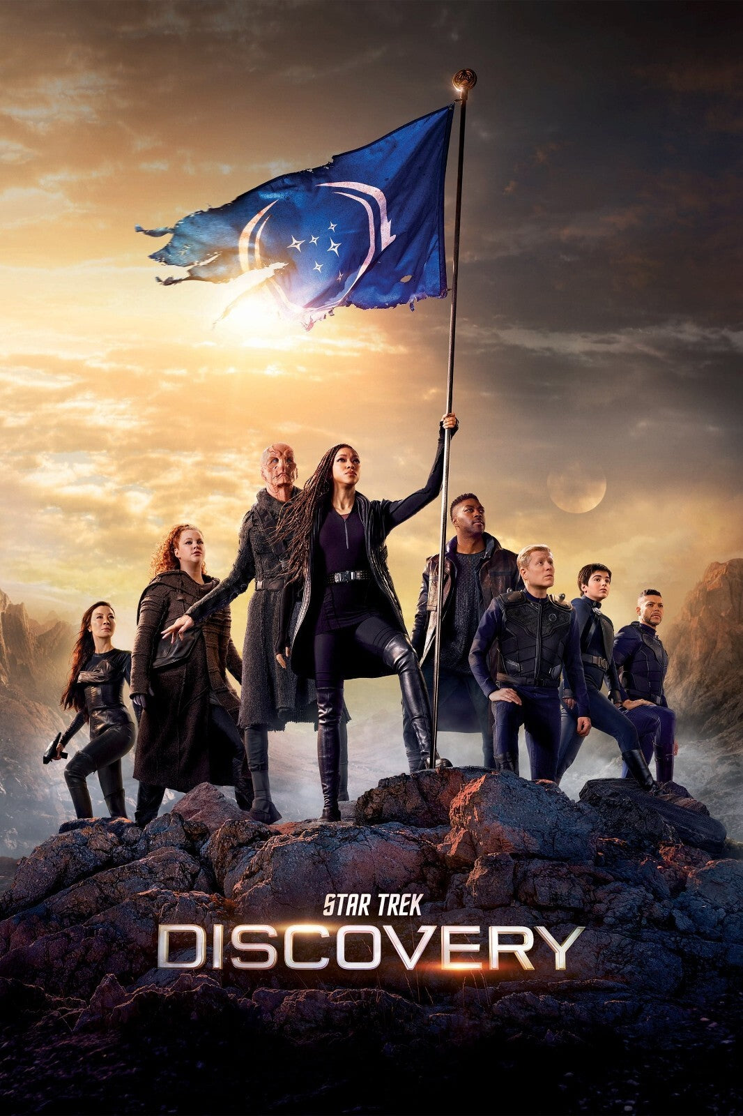Star Trek Discovery TV Series Poster | Discovery Crew Raising a Federation Flag - Movies & TV Poster