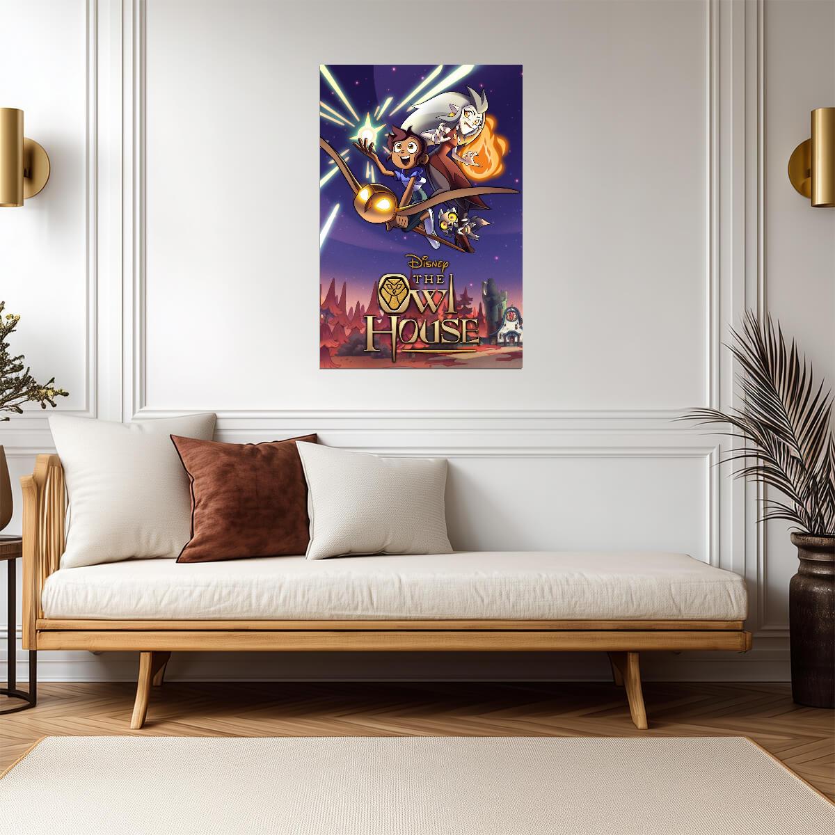The Owl House Poster | Luz, Eda and King Flying Through the Night - Movies & TV Poster
