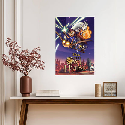 The Owl House Poster | Luz, Eda and King Flying Through the Night - Movies & TV Poster