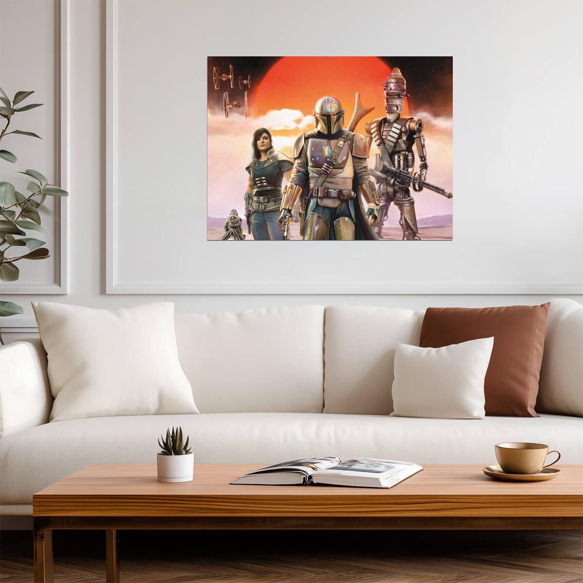 The Mandalorian TV Series Poster | Din Djarin with Cara Dune and IG-11 - Movies & TV Poster