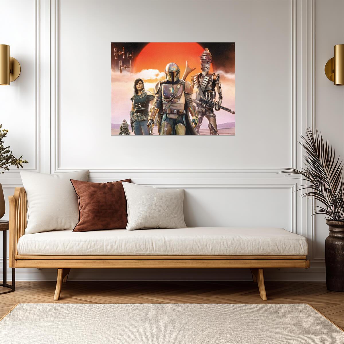 The Mandalorian TV Series Poster | Din Djarin with Cara Dune and IG-11 - Movies & TV Poster