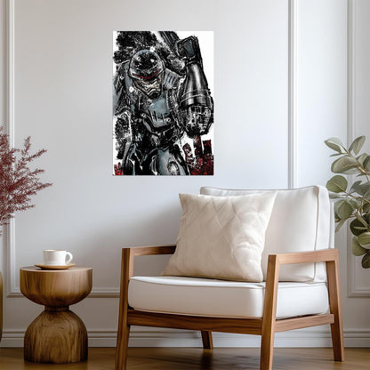 RoboCop 1987 Movie Poster | Ink Sketch with Red Accents - Movies & TV Poster