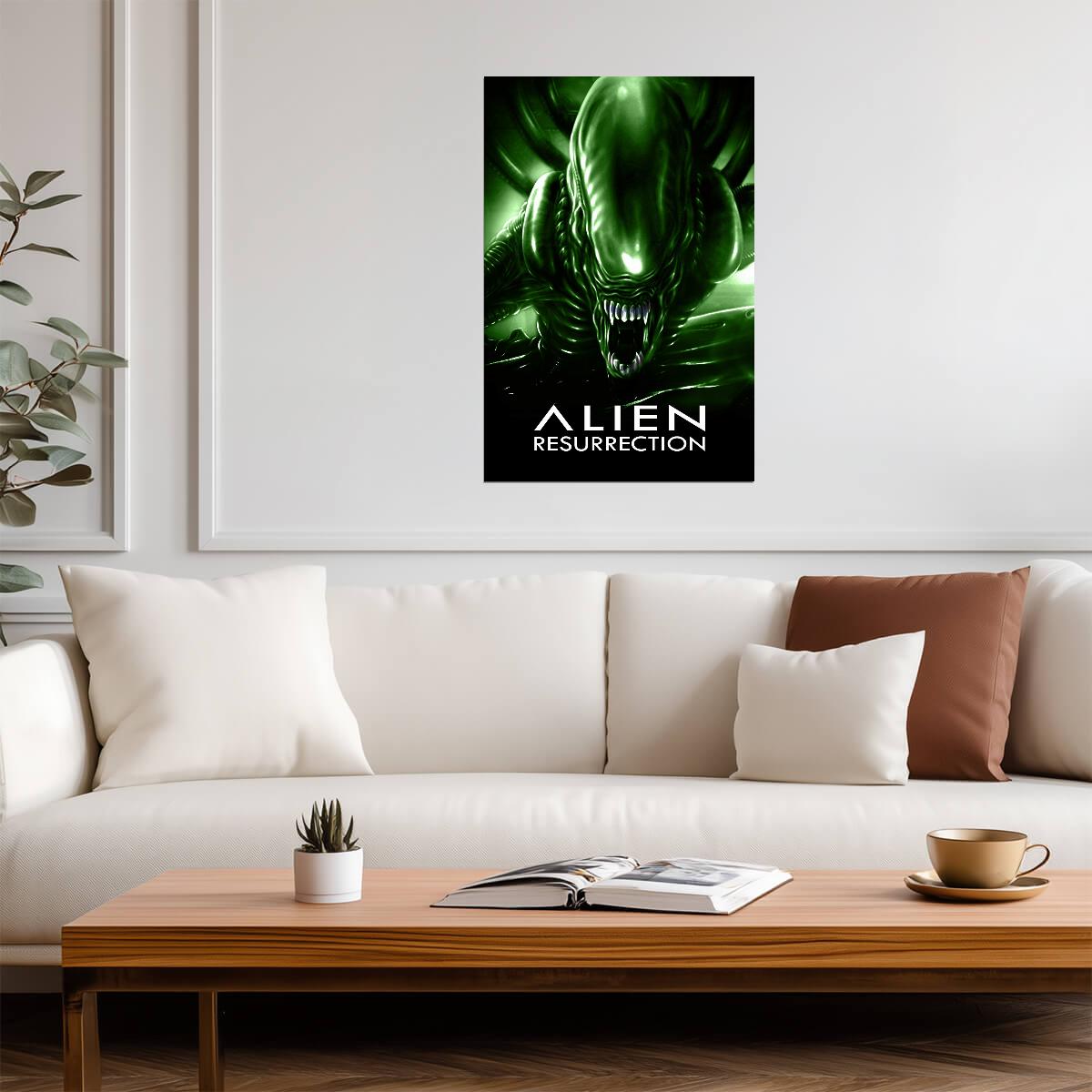Alien Resurrection Movie Poster | Green Xenomorph Close-Up - Movies & TV Poster