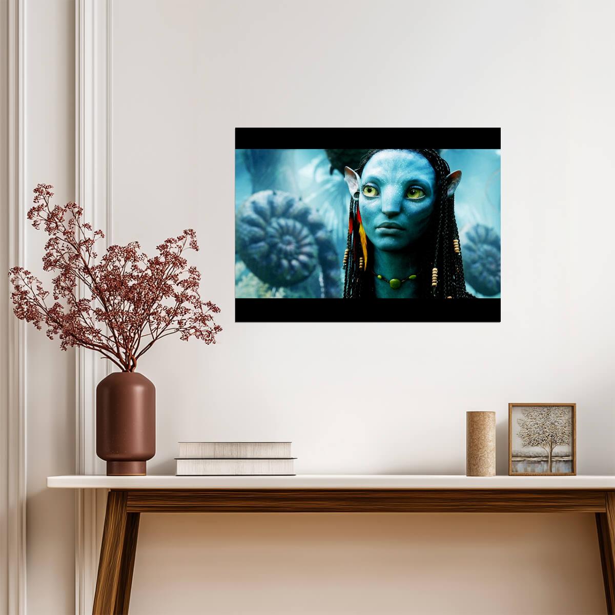 Avatar 2009 Movie Poster | Neytiri Close-Up with Forest Background - Movies & TV Poster