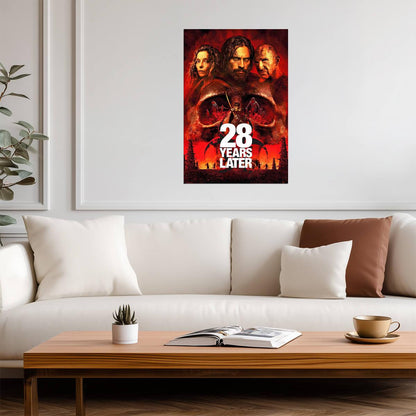 28 Years Later Poster | Cast Portraits | Red Skull Collage Print - Movies & TV Poster