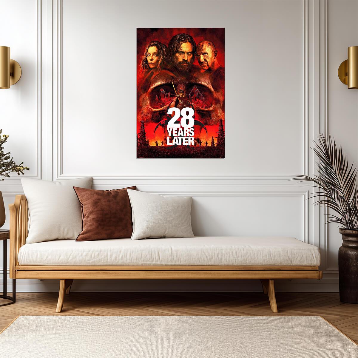 28 Years Later Poster | Cast Portraits | Red Skull Collage Print - Movies & TV Poster