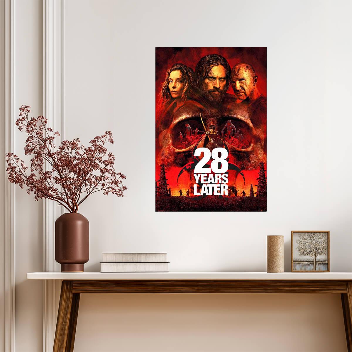 28 Years Later Poster | Cast Portraits | Red Skull Collage Print - Movies & TV Poster