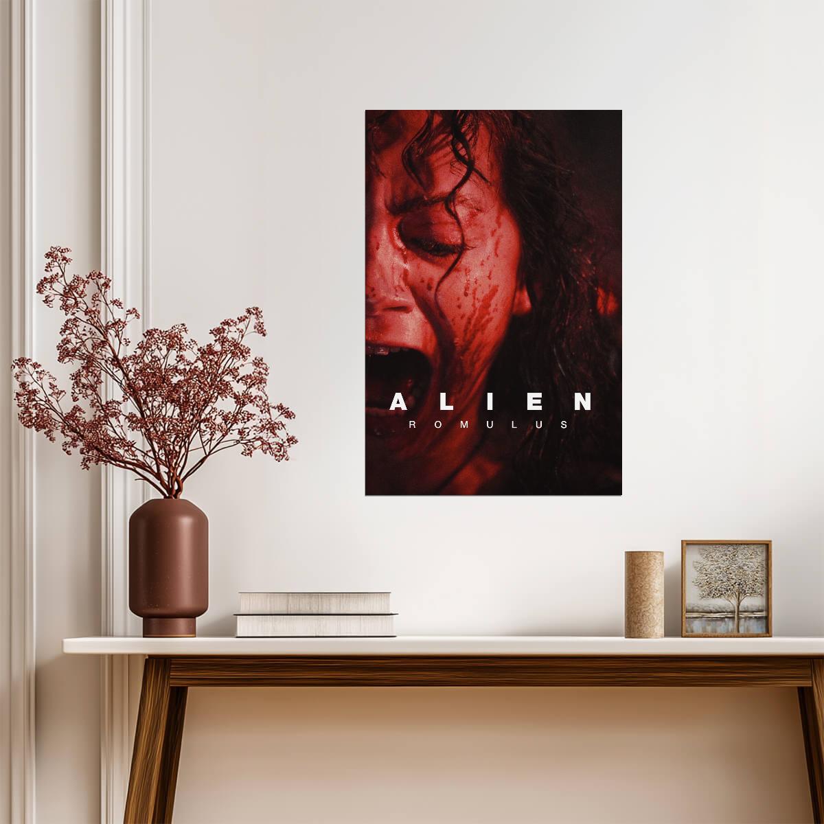 Alien Romulus Movie Poster | Bloodied Face Portrait - Movies & TV Poster