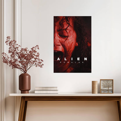 Alien Romulus Movie Poster | Bloodied Face Portrait - Movies & TV Poster