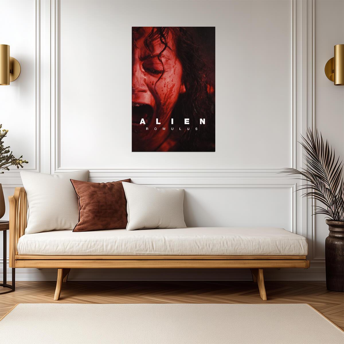Alien Romulus Movie Poster | Bloodied Face Portrait - Movies & TV Poster